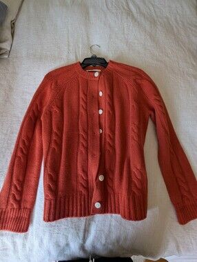 Everlane Cable Cardigan In Extralyxe Marino  Rust heather